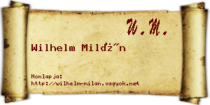 Wilhelm Milán névjegykártya