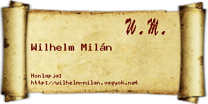 Wilhelm Milán névjegykártya